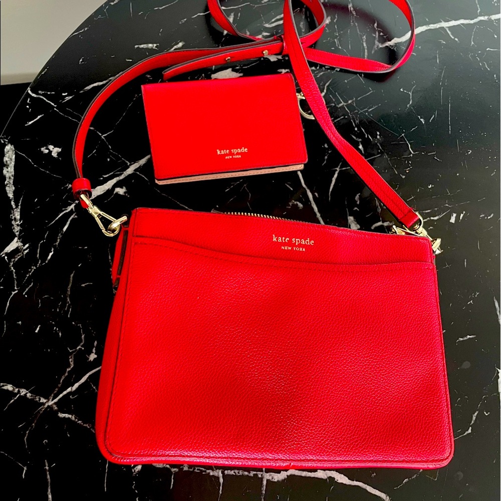 Kate Spade Red Crossbody Purse & Matching Wallet
